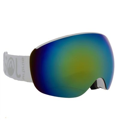Alpinist Ski & Snowboard Goggles w/TWO Fast Changing Magnetic Lenses (adult small) w/Revo Gold lens (VLT-14% for bright &sunny conditions) & Luna lens (VLT-84% for low light & night time conditions)