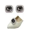 2 Pairs Elegant Rhinestone Crystal Shoe Clips Detachable Shoes Buckle Shoe Decoration Charms Dress Hat Shoes Clips for Wedding Party (Black) view 2