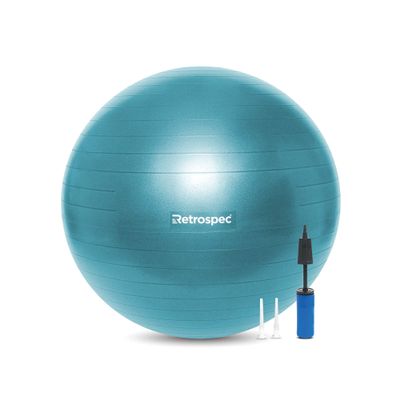 Retrospec Luna Exercise Ball & Pump with Anti-Burst Material, Perfect for Balance, Stability, Yoga & Pilates