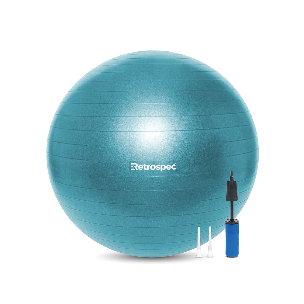 Retrospec Luna Exercise Ball & Pump with Anti-Burst Material, Perfect for Balance, Stability, Yoga & Pilates