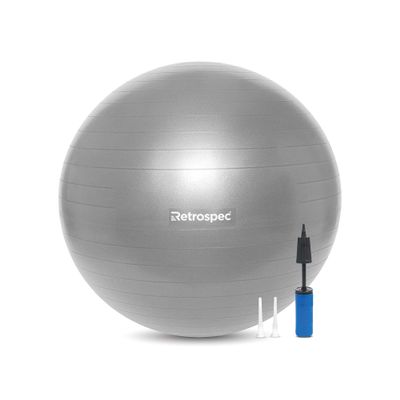 Retrospec Luna Exercise Ball & Pump with Anti-Burst Material, Perfect for Balance, Stability, Yoga & Pilates, Graphite, 75cm