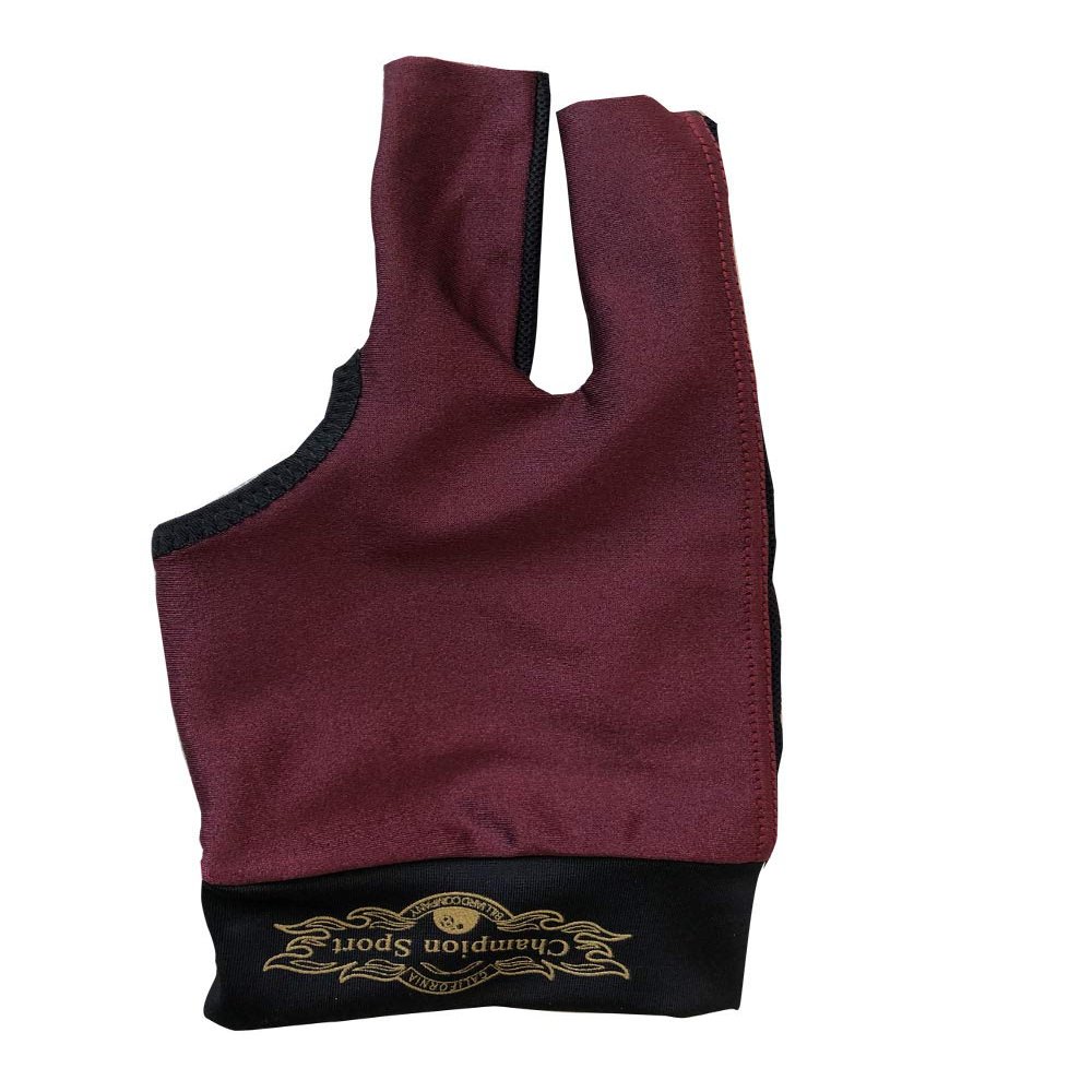 2019 Champion Cut 3 Finger Pool Cue Stick Glove- Left Hand Predator(Blue, Wine, Black) (Wine and Black, X-Large)