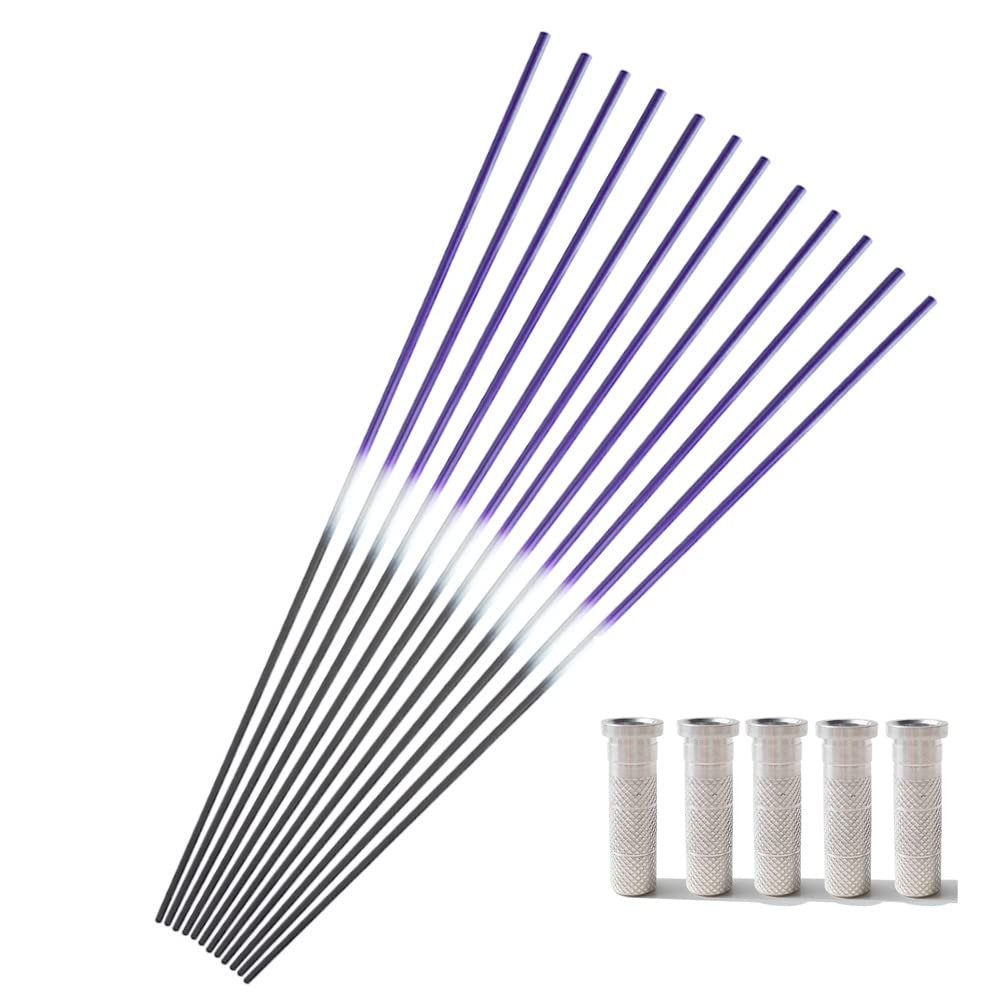 12 Pcs 30 Inch 6.2 mm Pure Carbon Arrow Shaft Spine 250 300 350 400 450 500 550 600 Carbon Shaft Tube with Aluminum Inserts for DIY Archery Hunting Shooting Practice (Purple, Spine 250)