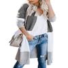 CARDYDONY Women's Plus Striped Open Front Boho Duster Cardigan Gray A XL view 1