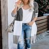CARDYDONY Women's Plus Striped Open Front Boho Duster Cardigan Gray A XL view 2