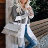 CARDYDONY Women's Plus Striped Open Front Boho Duster Cardigan Gray A XL view 4