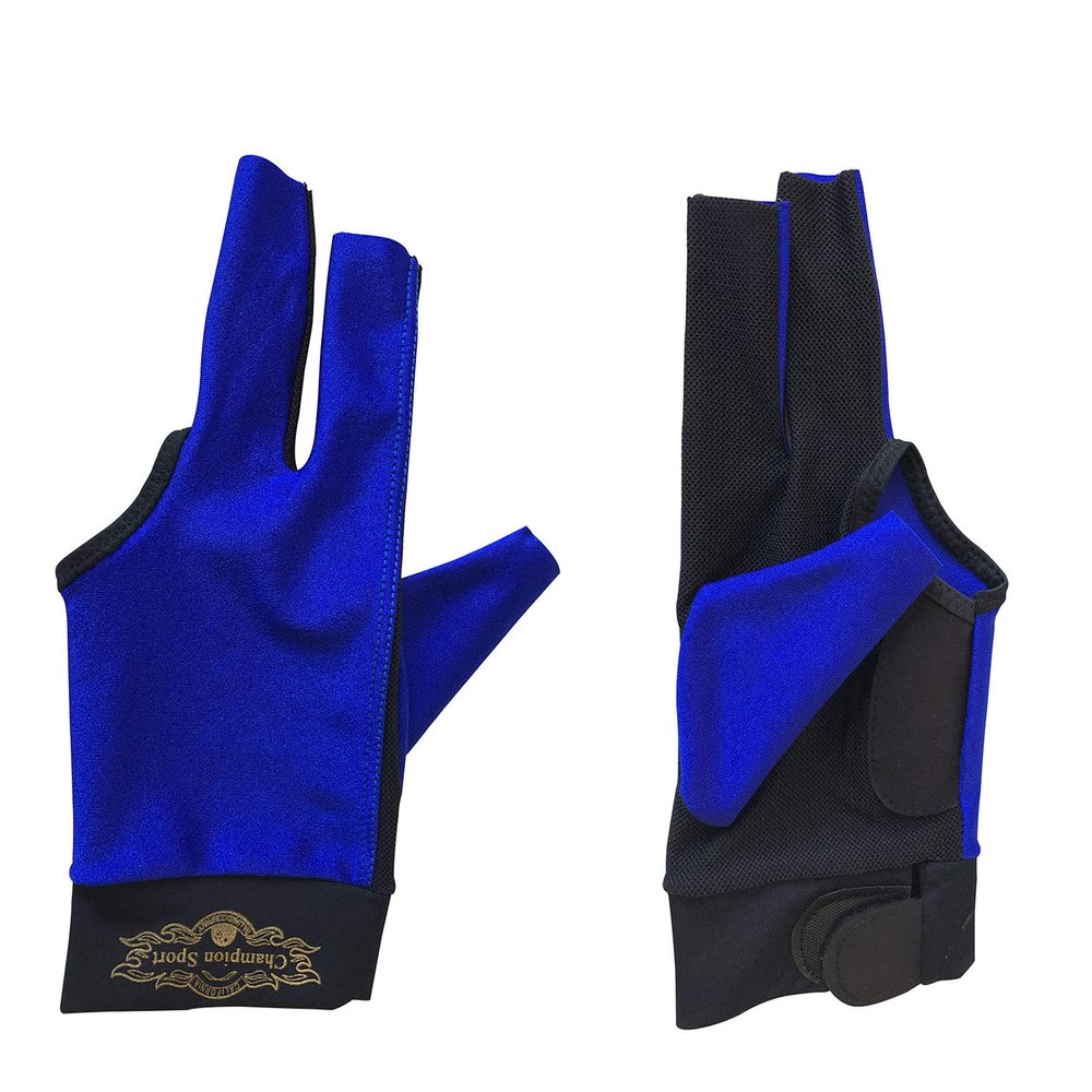 2019 Champion Cut 3 Finger Pool Cue Stick Glove- Left Hand Predator(Blue, Wine, Black) (Blue and Black, X-Large)