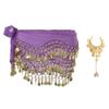 BellyLady Gold Coins Belly Dance Hip Scarf, Wholesale Dance Belt & Gypsy Bracelet-Purple view 1