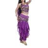 BellyLady Gold Coins Belly Dance Hip Scarf, Wholesale Dance Belt & Gypsy Bracelet-Purple view 4