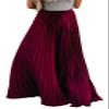 ebossy Women's High Waist Flowy Pleated Chiffon Maxi Skirt (Small, Wine) view 2