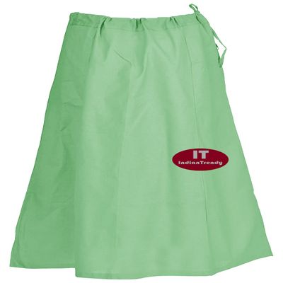 Indian Trendy Sari Petticoat Cotton Stitched Adjustable Waist Saree Underskirt Lining Skirt - One Size - Seagreen
