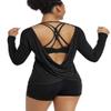 Muzniuer Long Sleeve Workout Shirts for Women Long Sleeve Yoga Tops Backless Yoga Tops Backless Open Back Cross Blouses Open Shirts Black XL01 view 1