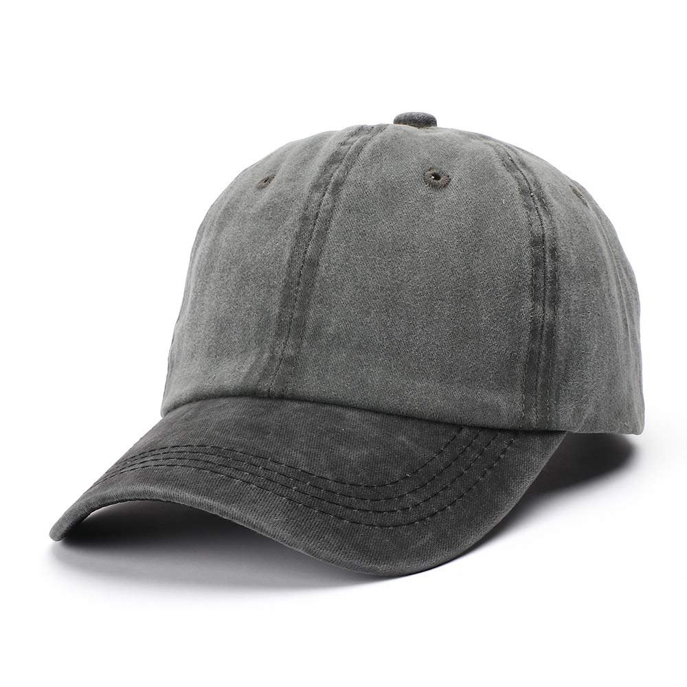 Unisex Vintage Washed Twill Low Profile Plain Baseball Cap Adjustable Dad Hat (ArmyGreen+Black Brim)