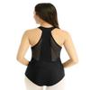 Freebily Women's V-neck Gymnastics Leotard Racer Back Mesh Splice Ballet Dance Coutumes Bodysuit Black X-Small view 1