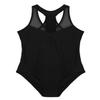 Freebily Women's V-neck Gymnastics Leotard Racer Back Mesh Splice Ballet Dance Coutumes Bodysuit Black X-Small view 4