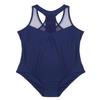 Freebily Women's V-neck Gymnastics Leotard Racer Back Mesh Splice Ballet Dance Coutumes Bodysuit Navy_Blue X-Small view 4