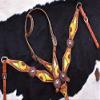 Showman  Hand Painted Sunflower Single Ear Headstall and Breastcollar Set with Multi Colored Metallic Inlay view 2