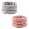 Zsedrut Fleece Warm Kids Scarf Thick Velvet Boys Girls Round Scarves Toddler Kids Winter Neck Warmer (Pink+Light Gray) view 1