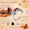 Sterling Silver and Baltic Honey Amber Adjustable Lizard Ring view 3