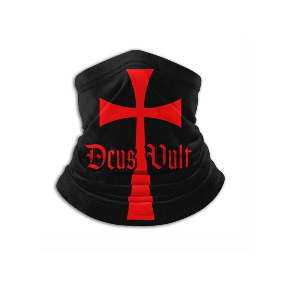 Deus Vult Knights Templar Cross Unisex Bandanas Mouth Mask Face Masks Cover Neck Warmer for Dust Wind Sun Uv Black