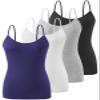 Air Curvey 4 Pack Camisole Tops for Women Basic Undershirt Tanks Adjustable Spaghetti Straps Camis Seamless Soft Layering Top Black Grey White Dark Blue M view 1