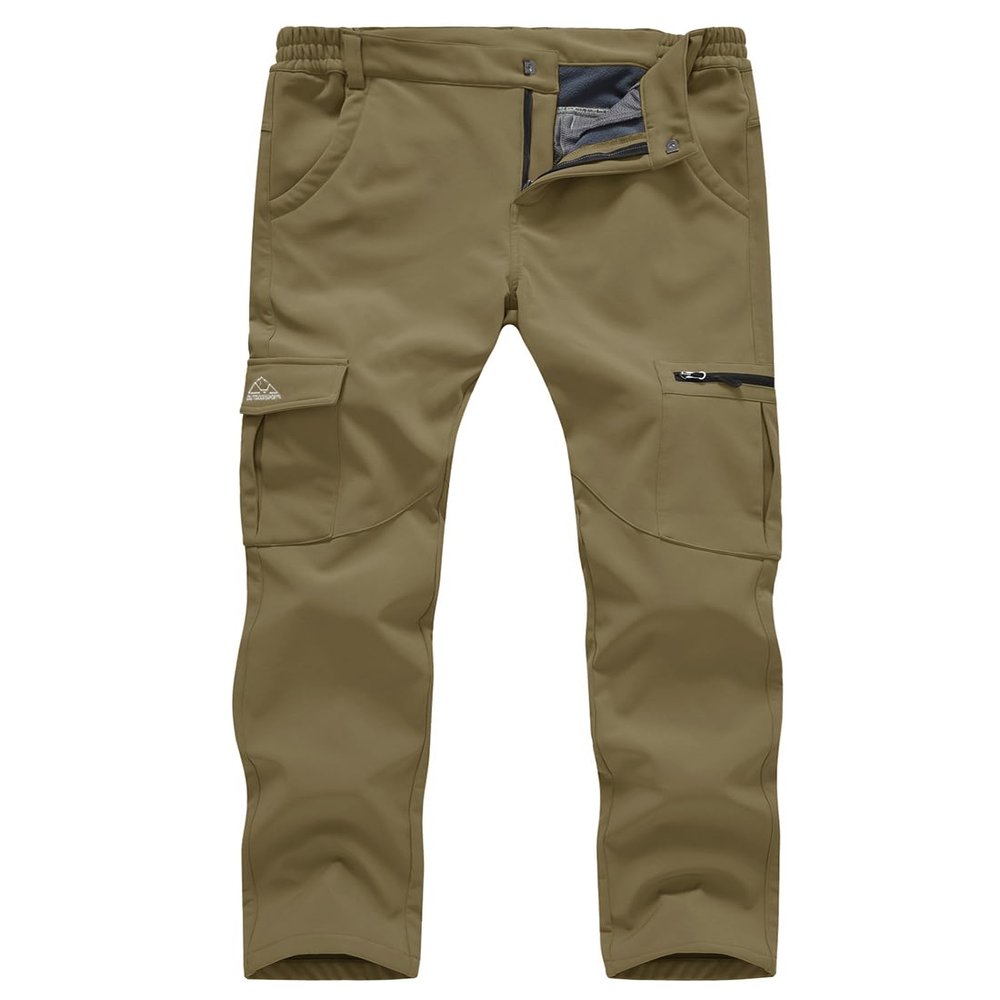 Gopune Women's Windproof Waterproof Sportswear Outdoor Hiking Fleece Pants (Khaki,S)