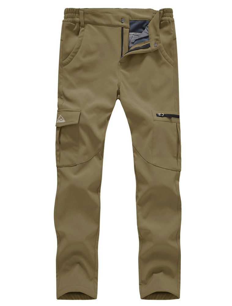 Gopune Women's Windproof Waterproof Sportswear Outdoor Hiking Fleece Pants (Khaki,L)