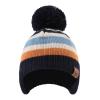 JANGANNSA Knitted Baby Hat Scarf Set Winter Warm Boys Girls Beanie Fleece Lining Toddler Kids Hats with Pompom (Navy Striped Hat, S) view 2