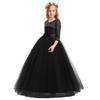 IBTOM CASTLE Girls Embroidery Tulle Lace Bridesmaid Dress Long A Line Wedding Pageant Dresses Birthday Party Formal Dance Evening Gown Black 3-4 Years view 3