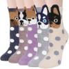 Chalier Womens Funny Socks Cozy Cute Printed Patterned Fun Sock Novelty Cat Dog Socks for Women, Gray view 1
