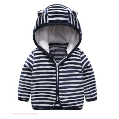 Hoodie Jacket for Boys with Zipper Cute Ear Striped Kids Fleece Hoodie Jacket (3T) Black