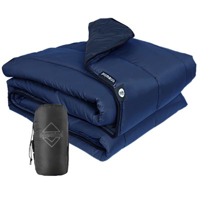 onewind Camping Blanket, Recycled Nylon Fabric Dupont Sorona Fillings, Warm, Puffy, Breathable, Windproof, Packable, Lightweight Camping Quilt for Outdoor Hiking Backpacking Travel Beach, Navy Blue
