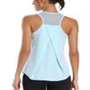 Aeuui Workout Tops for Women Mesh Racerback Tank Yoga Shirts Gym Clothes Light Blue, Medium view 1
