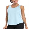 Aeuui Workout Tops for Women Mesh Racerback Tank Yoga Shirts Gym Clothes Light Blue, Medium view 2