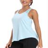 Aeuui Workout Tops for Women Mesh Racerback Tank Yoga Shirts Gym Clothes Light Blue, Medium view 3