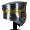 Queen Armour Medieval 13th Century Great Pot Helmet with Brass Crown and Cross Silver view 2