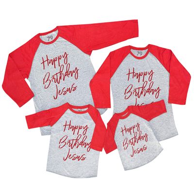 7 ate 9 Apparel Matching Family Christmas Shirts - Happy Birthday Jesus Red Shirt 18 Months