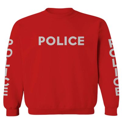 0187. Police Officer Costume Support Blue Lives Sheriff Patriotic Men's Crewneck Sweatshirt (Red, X-Large)