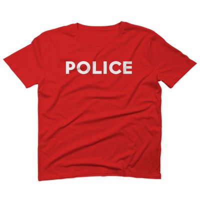 0187. Police Officer Costume Support Blue Lives Sheriff Patriotic for Men T Shirt (Red, 2X-Large)