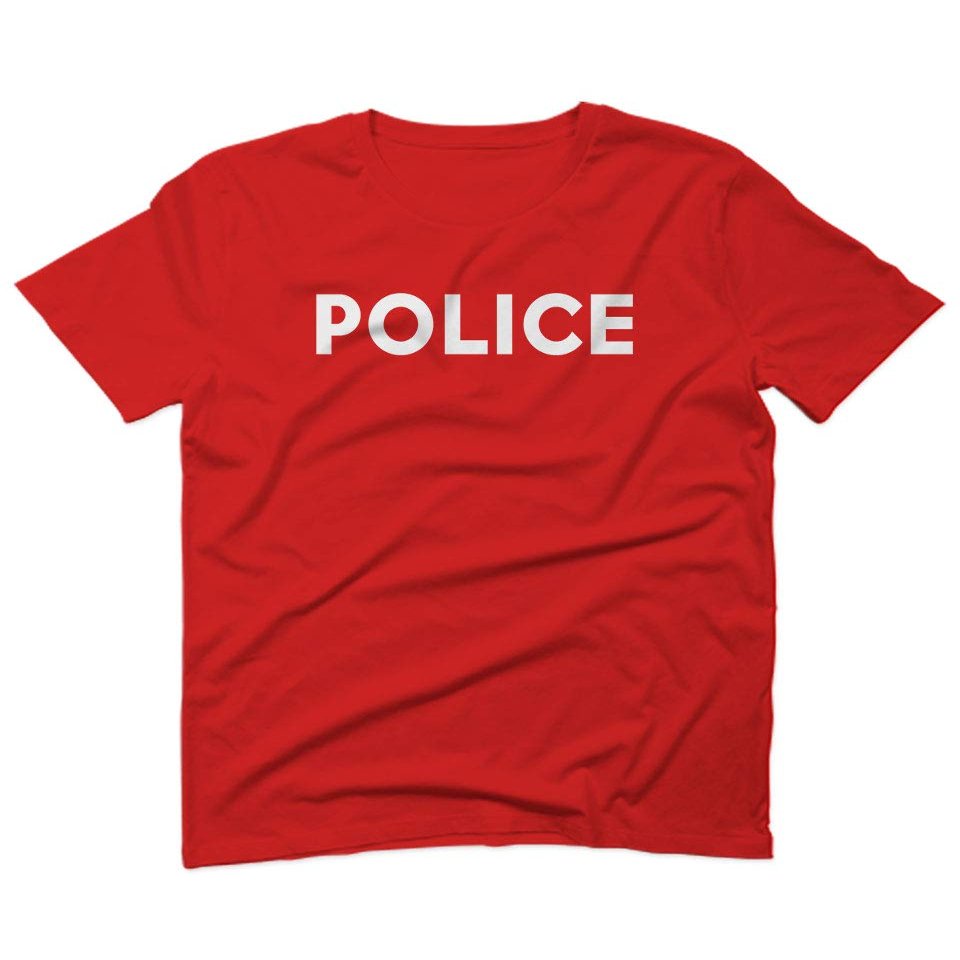 0187. Police Officer Costume Support Blue Lives Sheriff Patriotic for Men T Shirt (Red, 2X-Large)