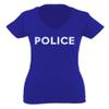 0187. Police Officer Costume Support Blue Lives Sheriff Patriotic for Women V Neck Fitted T Shirt (Royal X Small) view 1