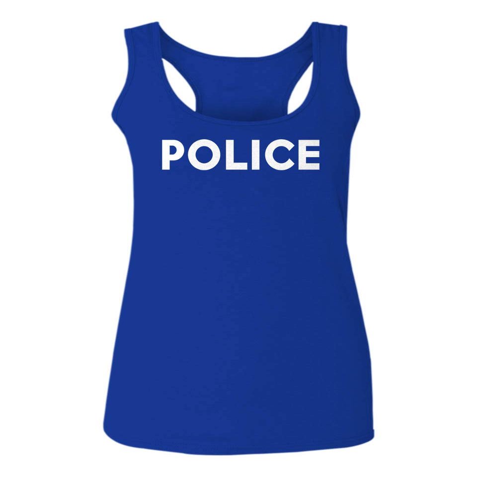 0187. Police Officer Costume Support Blue Lives Sheriff Patriotic Women's Tank Top Racerback (Royal X Small)