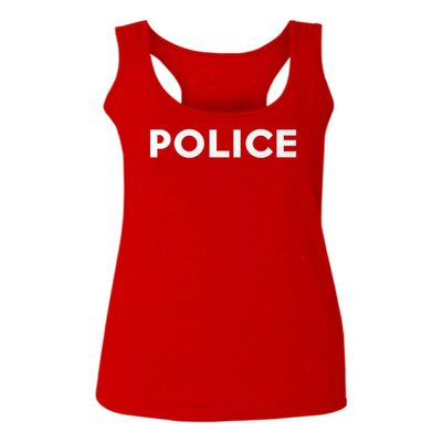 0187. Police Officer Costume Support Blue Lives Sheriff Patriotic Women's Tank Top Racerback (Red, Large)