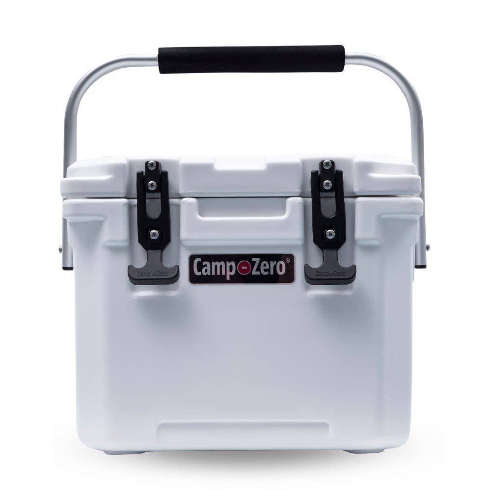 CAMP-ZERO 10L-10.6 Quart Portable Hard Cooler Ice Chest, Perfect for Drinks, Lunch, Beach, Picnics, Boating, Camping and Travel with 2 Molded-in Cup Holders and Folding Aluminum Handle