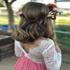 2Bunnies Girl Peony Lace Back A-Line Straight Tutu Tulle Party Flower Girl Dress (Dusty Rose Sleeve Short, 9/10) view 2