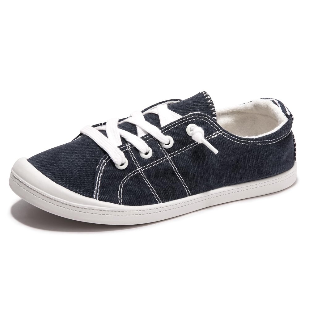 Women's Slip On Canvas Sneaker Low Top Casual Walking Shoes Classic Comfort Flat Fashion Sneakers (Blue 08)