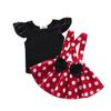 Aoty Baby Girls Skirts Set Ruffle Cloth +Polka Dot Overall Dress Bow Polka Dot Skirt Set, Short Sleeve, Black,18-24 Months view 1