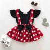 Aoty Baby Girls Skirts Set Ruffle Cloth +Polka Dot Overall Dress Bow Polka Dot Skirt Set, Short Sleeve, Black,18-24 Months view 2