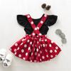 Aoty Baby Girls Skirts Set Ruffle Cloth +Polka Dot Overall Dress Bow Polka Dot Skirt Set, Short Sleeve, Black,18-24 Months view 3
