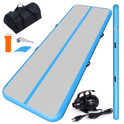 CHAMPIONPLUS 10ft 13ft 16ft 20ft Tumble Track Tumbling Mat Inflatable Gymnastics Air Mat 4/8 inches Thickness for Home Training Cheerleading Yoga with Electric Air Pump Blue 16'x3.3'x4''